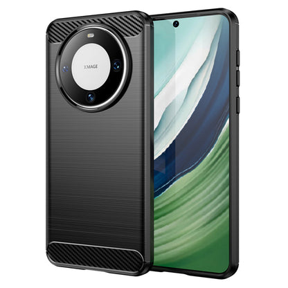 Husa de protectie Techsuit Carbon Siliconecompatibila cu Huawei Mate 60 , acoperire spate, negru