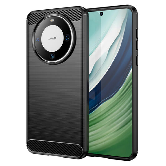 Husa de protectie Techsuit Carbon Siliconecompatibila cu Huawei Mate 60 , acoperire spate, negru