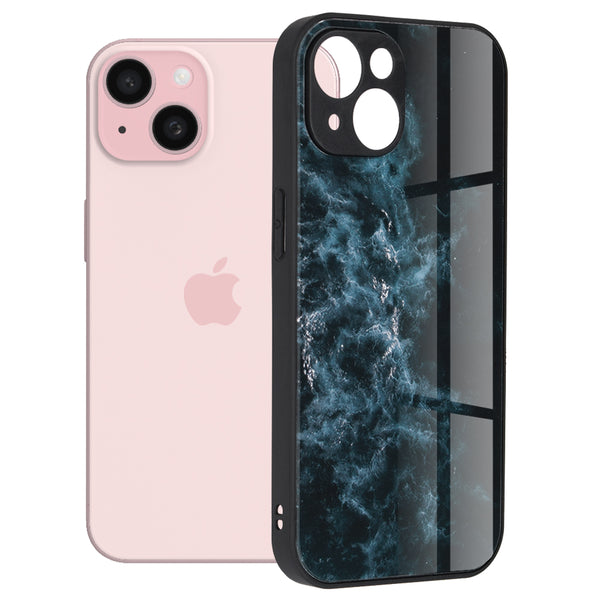 Husa de protectie Techsuit Glaze Series compatibila cu Apple iPhone 15, acoperire spate, Blue Nebula