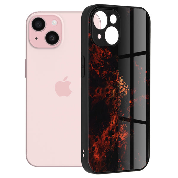 Husa de protectie Techsuit Glaze Series compatibila cu Apple iPhone 15, acoperire spate, Red Nebula