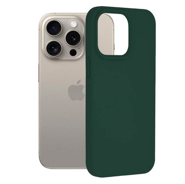 Husa de protectie Techsuit Soft Edge Silicone compatibila cu Apple iPhone 15 Pro Max, acoperire spate, verde inchis