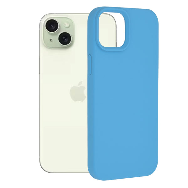 Husa de protectie Techsuit Soft Edge Silicone compatibila cu Apple iPhone 15 Plus, acoperire spate, albastru deschis