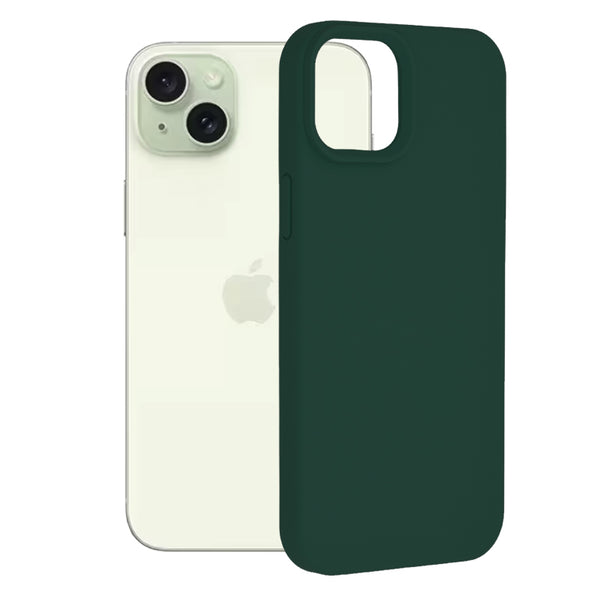 Husa de protectie Techsuit Soft Edge Silicone compatibila cu Apple iPhone 15 Plus, acoperire spate, verde inchis