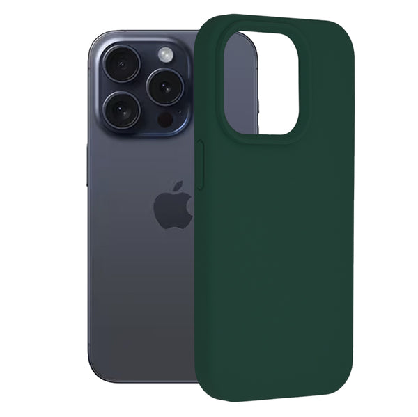 Husa de protectie Techsuit Soft Edge Silicone compatibila cu Apple iPhone 15 Pro, acoperire spate, verde inchis