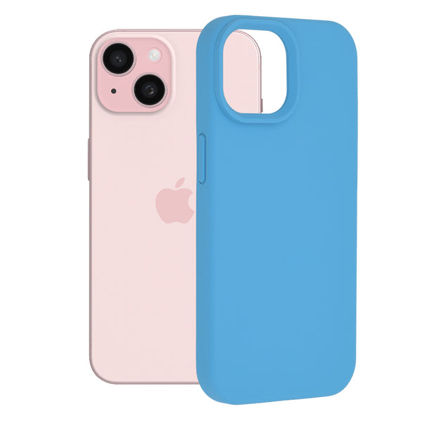 Husa de protectie Techsuit Soft Edge Silicone compatibila cu Apple iPhone 15, acoperire spate, albastru deschis