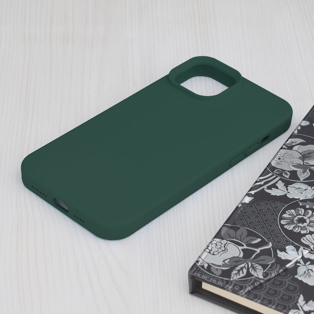 Husa de protectie Techsuit Soft Edge Silicone compatibila cu Apple iPhone 15 Plus, acoperire spate, verde inchis