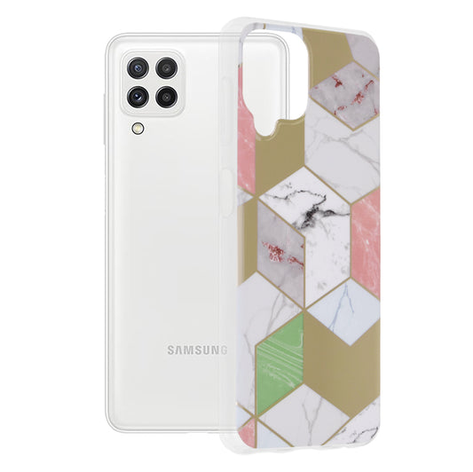 Husa de protectie Techsuit Marble Series compatibila cu Samsung Galaxy A22 4G, acoperire spate, Purple Hex