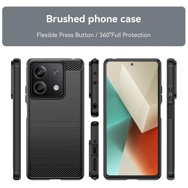 Husa de protectie Techsuit Carbon Siliconecompatibila cu Xiaomi Redmi Note 13 5G , acoperire spate, negru