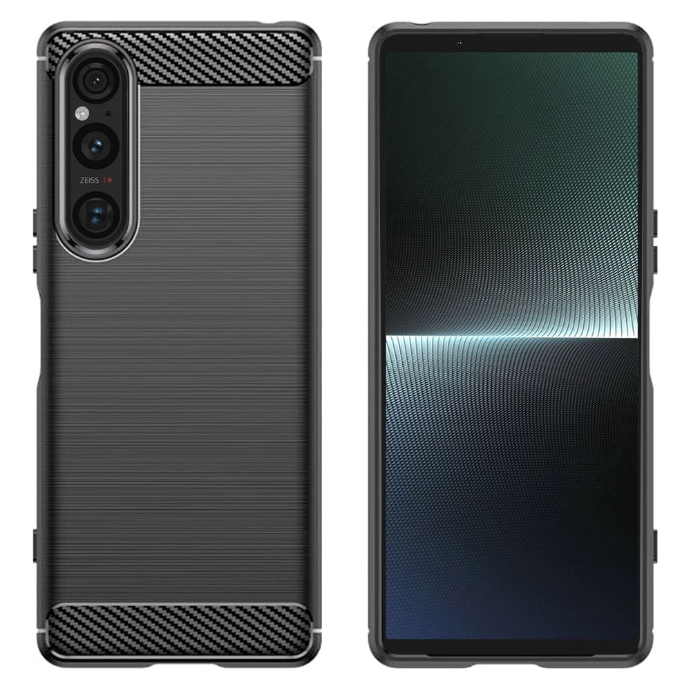 Husa de protectie Techsuit Carbon Siliconecompatibila cu Sony Xperia 1 V , acoperire spate, negru