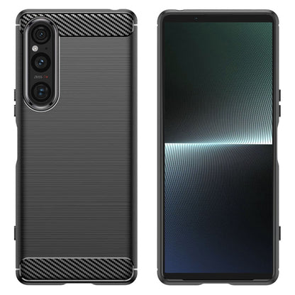 Husa de protectie Techsuit Carbon Siliconecompatibila cu Sony Xperia 1 V , acoperire spate, negru
