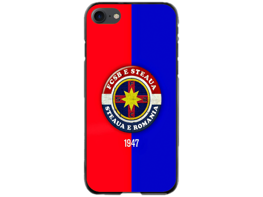 Husa Silicon HQCover compatibila cu Apple iPhone SE 2022, model FCSB Steaua, rezistenta la socuri si zgarieturi, SP1M00003