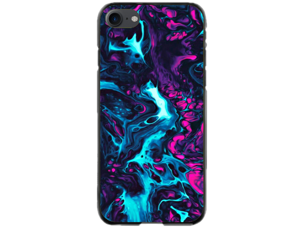 Husa Silicon HQCover compatibila cu Apple iPhone SE 2, model Explozie de culori v3, rezistenta la socuri si zgarieturi, SP1M00044