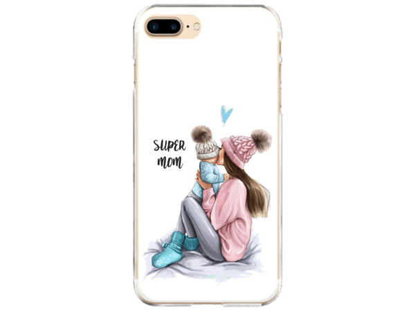 Husa Silicon HQCover compatibila cu Apple iPhone 8 Plus, model Super Mom, rezistenta la socuri si zgarieturi, SP1M00030