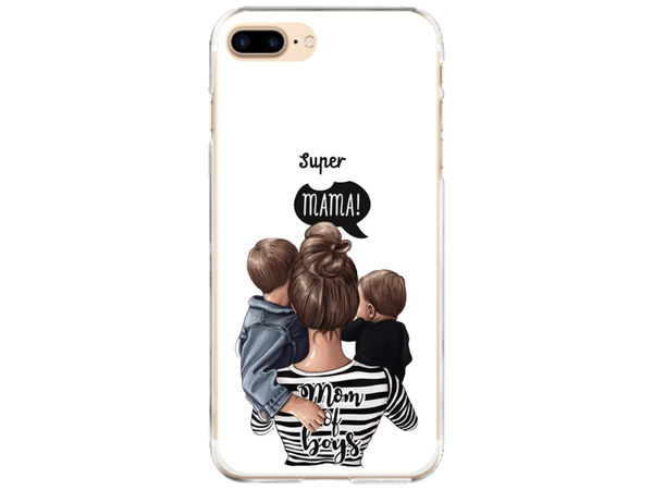 Husa Silicon HQCover compatibila cu Apple iPhone 7 Plus, model Super Mom of Boys, rezistenta la socuri si zgarieturi, SP1M00031