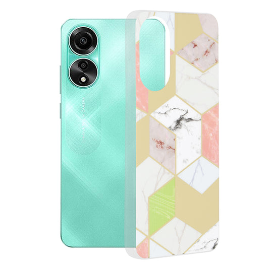 Husa de protectie Techsuit Marble Series compatibila cu Oppo A78 4G, acoperire spate, Purple Hex