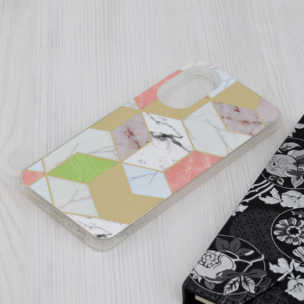 Husa de protectie Techsuit Marble Series compatibila cu Oppo A78 4G, acoperire spate, Purple Hex