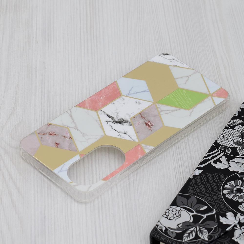 Husa de protectie Techsuit Marble Series compatibila cu Oppo A78 4G, acoperire spate, Purple Hex