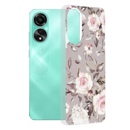 Husa de protectie Techsuit Marble Series compatibila cu Oppo A78 4G, acoperire spate, Bloom of Ruth, Gray