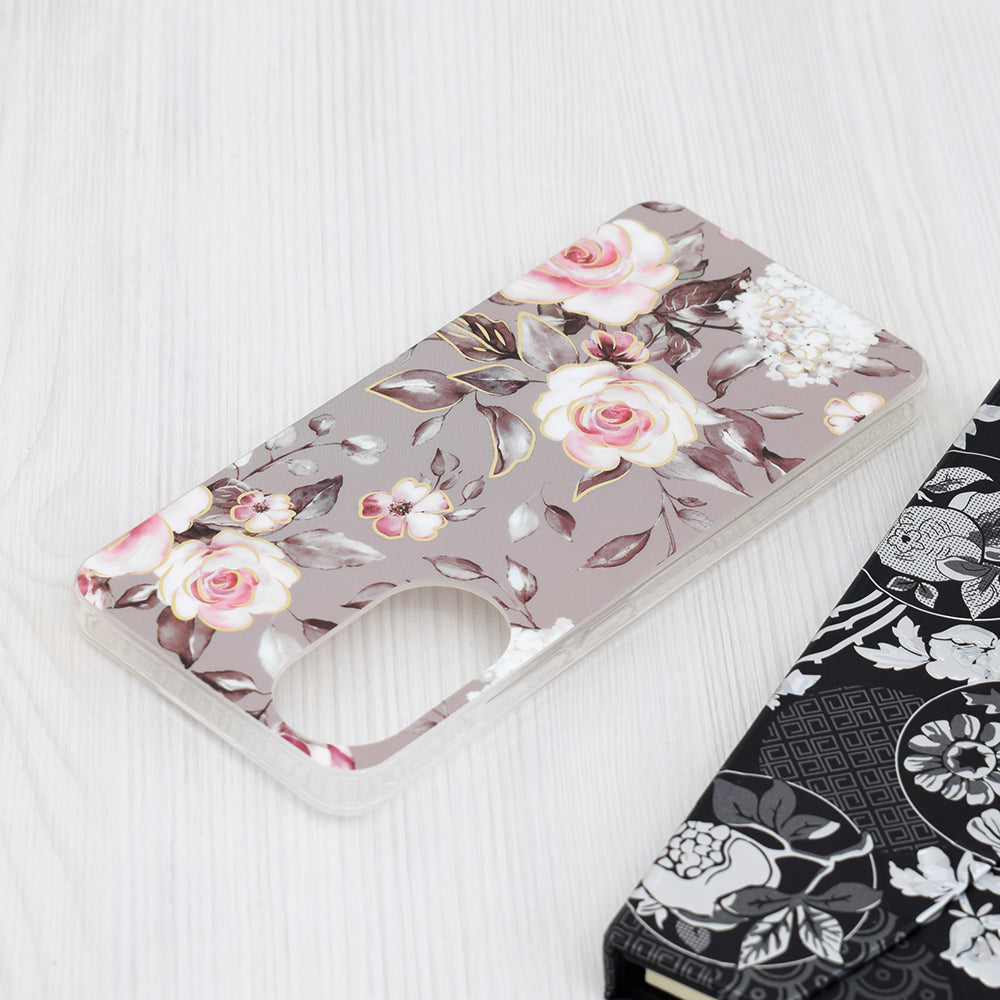Husa de protectie Techsuit Marble Series compatibila cu Oppo A78 4G, acoperire spate, Bloom of Ruth, Gray
