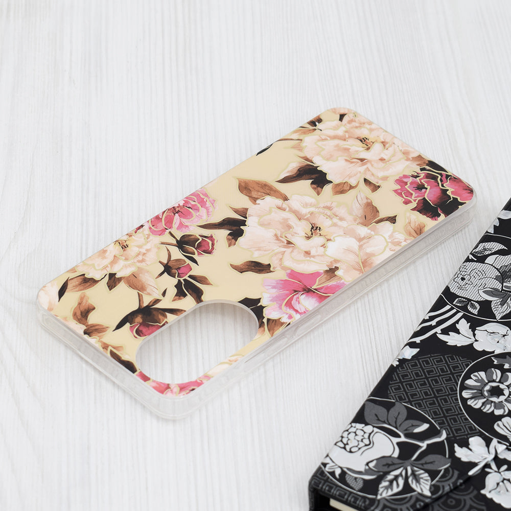 Husa de protectie Techsuit Marble Series compatibila cu Oppo A78 4G, acoperire spate, Mary, Berry Nude