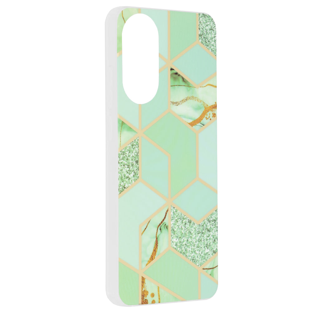 Husa de protectie Techsuit Marble Series compatibila cu Oppo A78 4G, acoperire spate, Green Hex