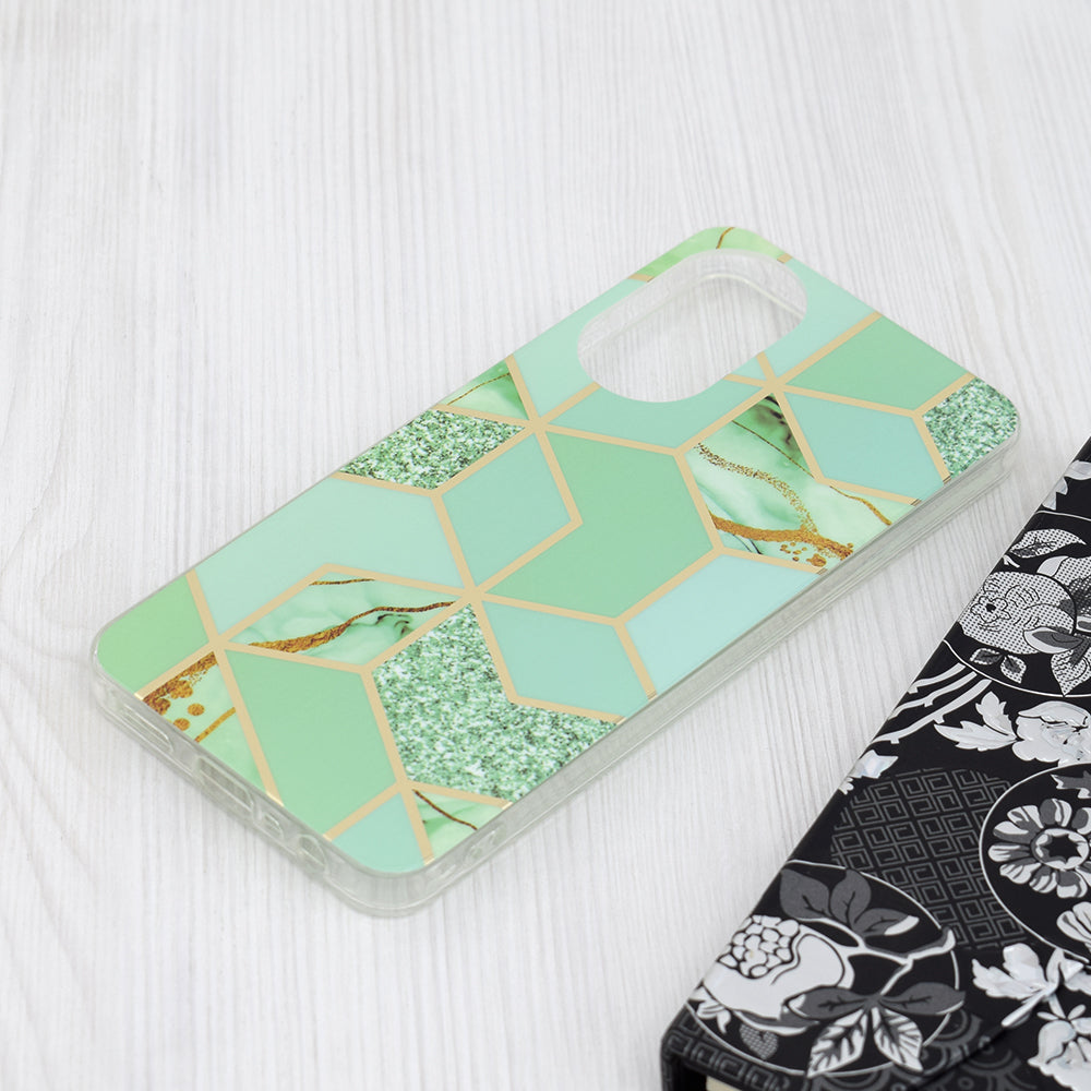 Husa de protectie Techsuit Marble Series compatibila cu Oppo A78 4G, acoperire spate, Green Hex