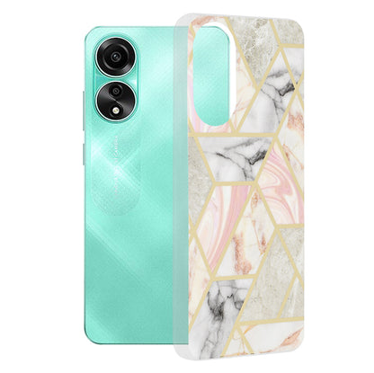 Husa de protectie Techsuit Marble Series compatibila cu Oppo A78 4G, acoperire spate, Pink Hex