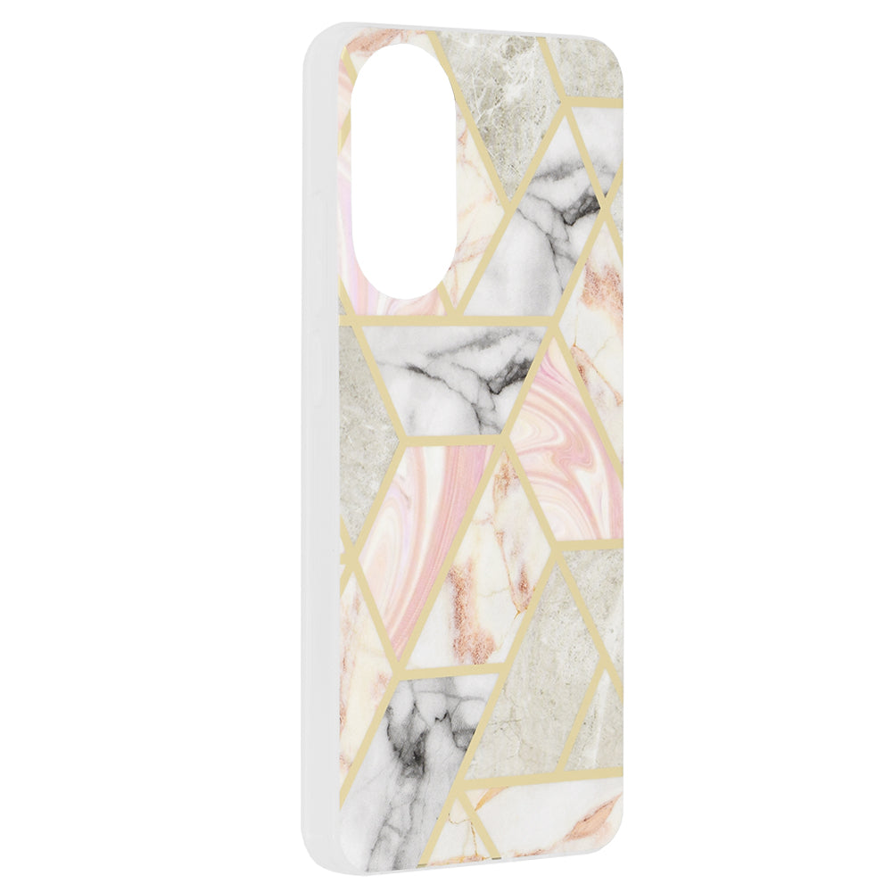 Husa de protectie Techsuit Marble Series compatibila cu Oppo A78 4G, acoperire spate, Pink Hex