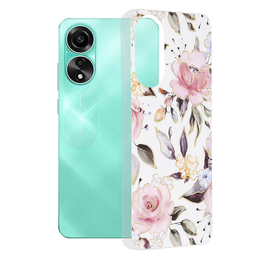 Husa de protectie Techsuit Marble Series compatibila cu Oppo A78 4G, acoperire spate, Chloe White