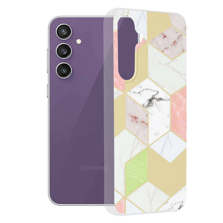 Husa de protectie Techsuit Marble Series compatibila cu Samsung Galaxy S23 FE, acoperire spate, Purple Hex