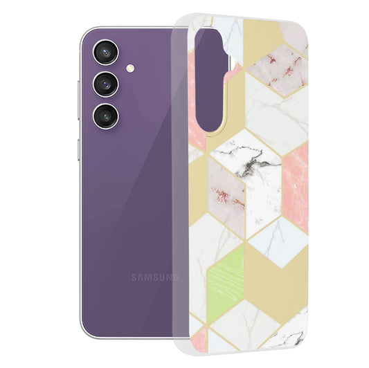 Husa de protectie Techsuit Marble Series compatibila cu Samsung Galaxy S23 FE, acoperire spate, Purple Hex