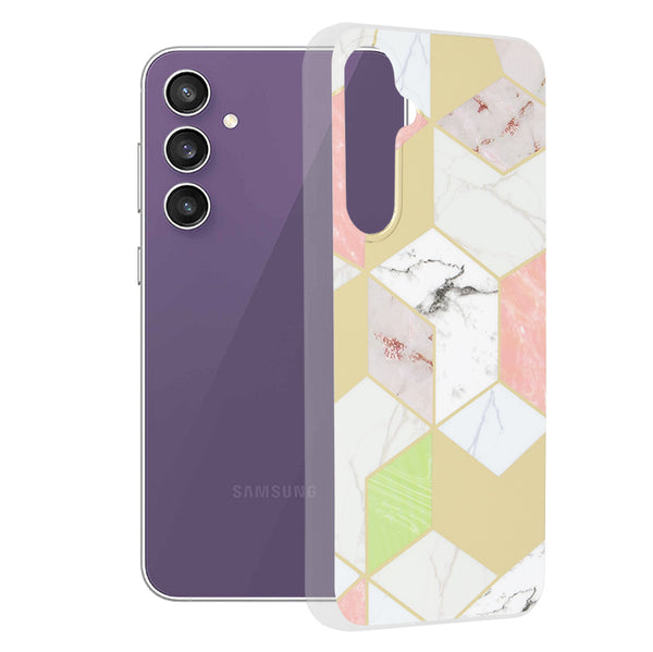 Husa de protectie Techsuit Marble Series compatibila cu Samsung Galaxy S23 FE, acoperire spate, Purple Hex