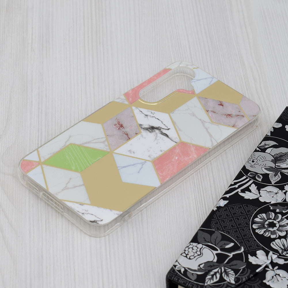 Husa de protectie Techsuit Marble Series compatibila cu Samsung Galaxy S23 FE, acoperire spate, Purple Hex