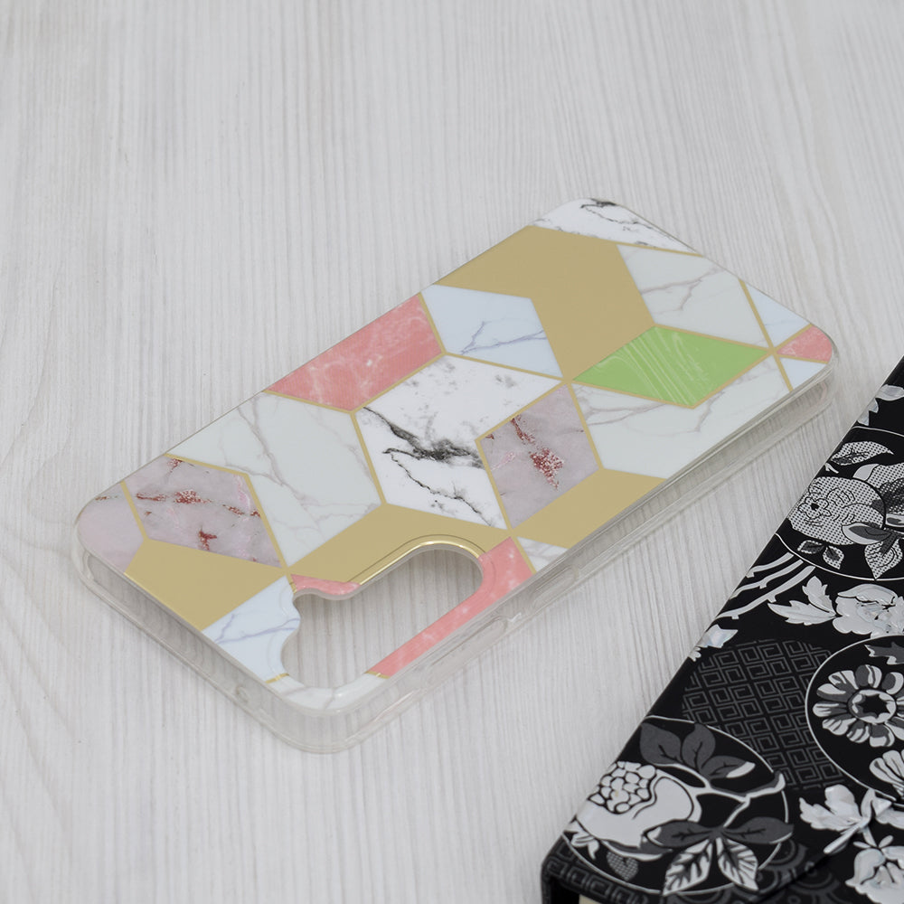 Husa de protectie Techsuit Marble Series compatibila cu Samsung Galaxy S23 FE, acoperire spate, Purple Hex