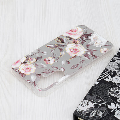 Husa de protectie Techsuit Marble Series compatibila cu Samsung Galaxy S23 FE, acoperire spate, Bloom of Ruth, Gray