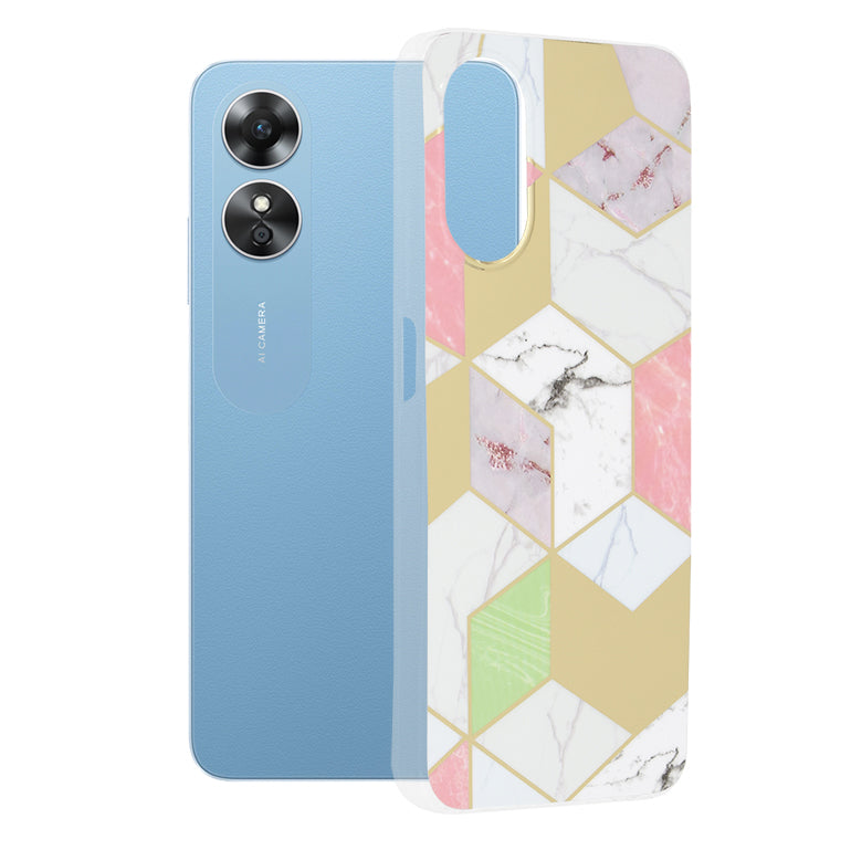 Husa de protectie Techsuit Marble Series compatibila cu Oppo A17, acoperire spate, Purple Hex