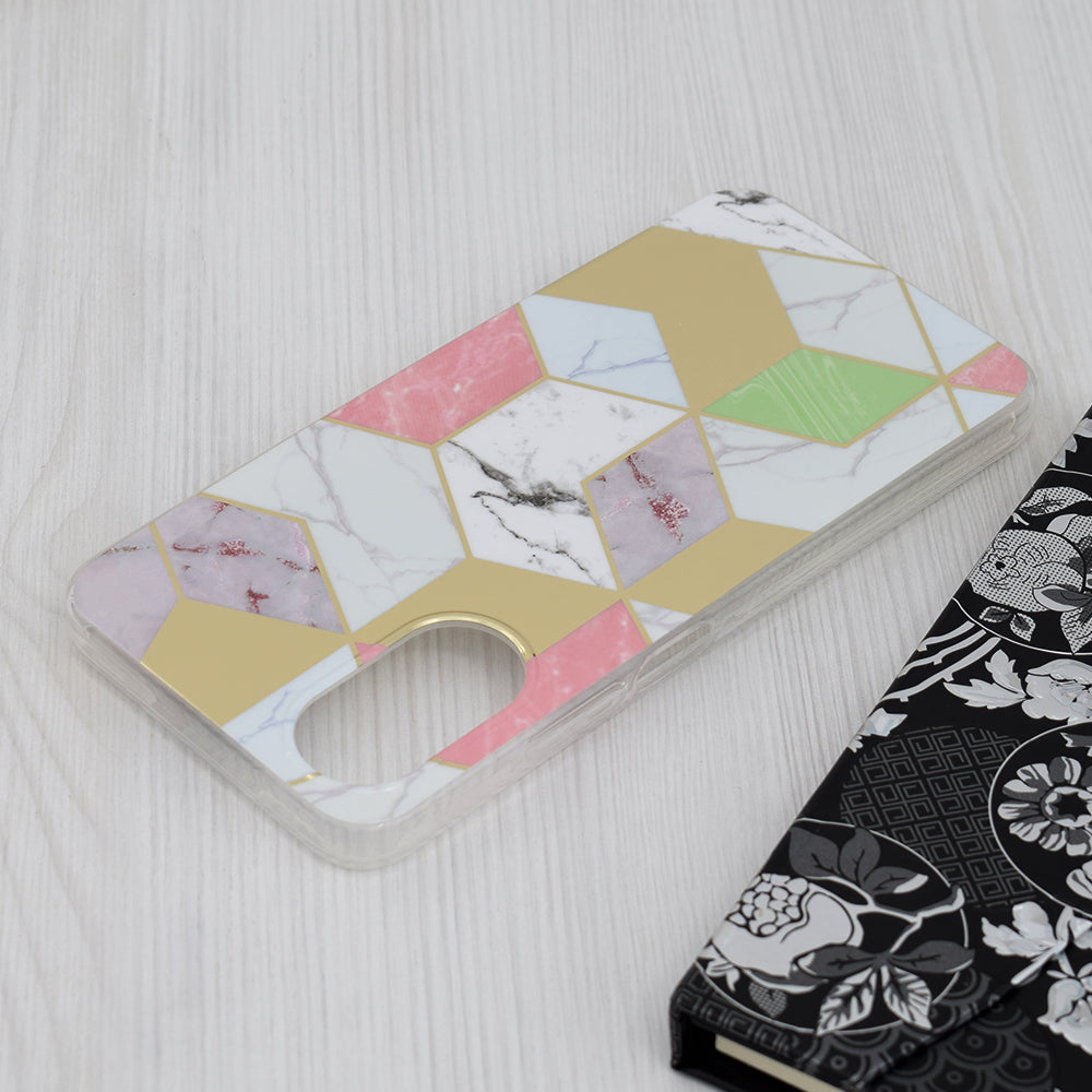 Husa de protectie Techsuit Marble Series compatibila cu Oppo A17, acoperire spate, Purple Hex