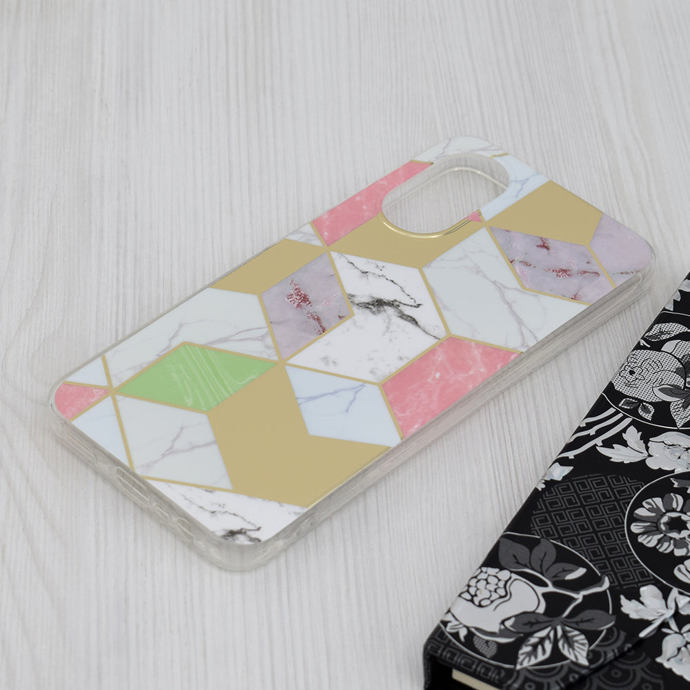 Husa de protectie Techsuit Marble Series compatibila cu Oppo A17, acoperire spate, Purple Hex