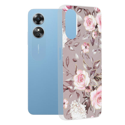Husa de protectie Techsuit Marble Series compatibila cu Oppo A17, acoperire spate, Bloom of Ruth, Gray