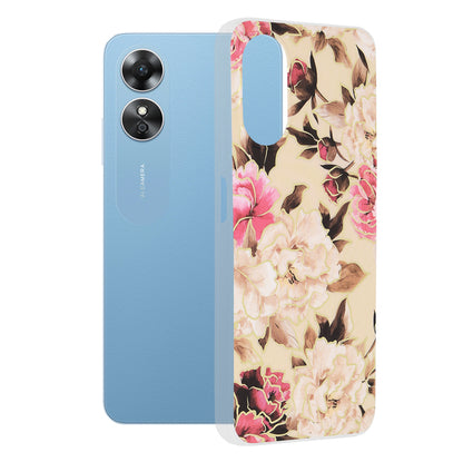 Husa de protectie Techsuit Marble Series compatibila cu Oppo A17, acoperire spate, Mary, Berry Nude