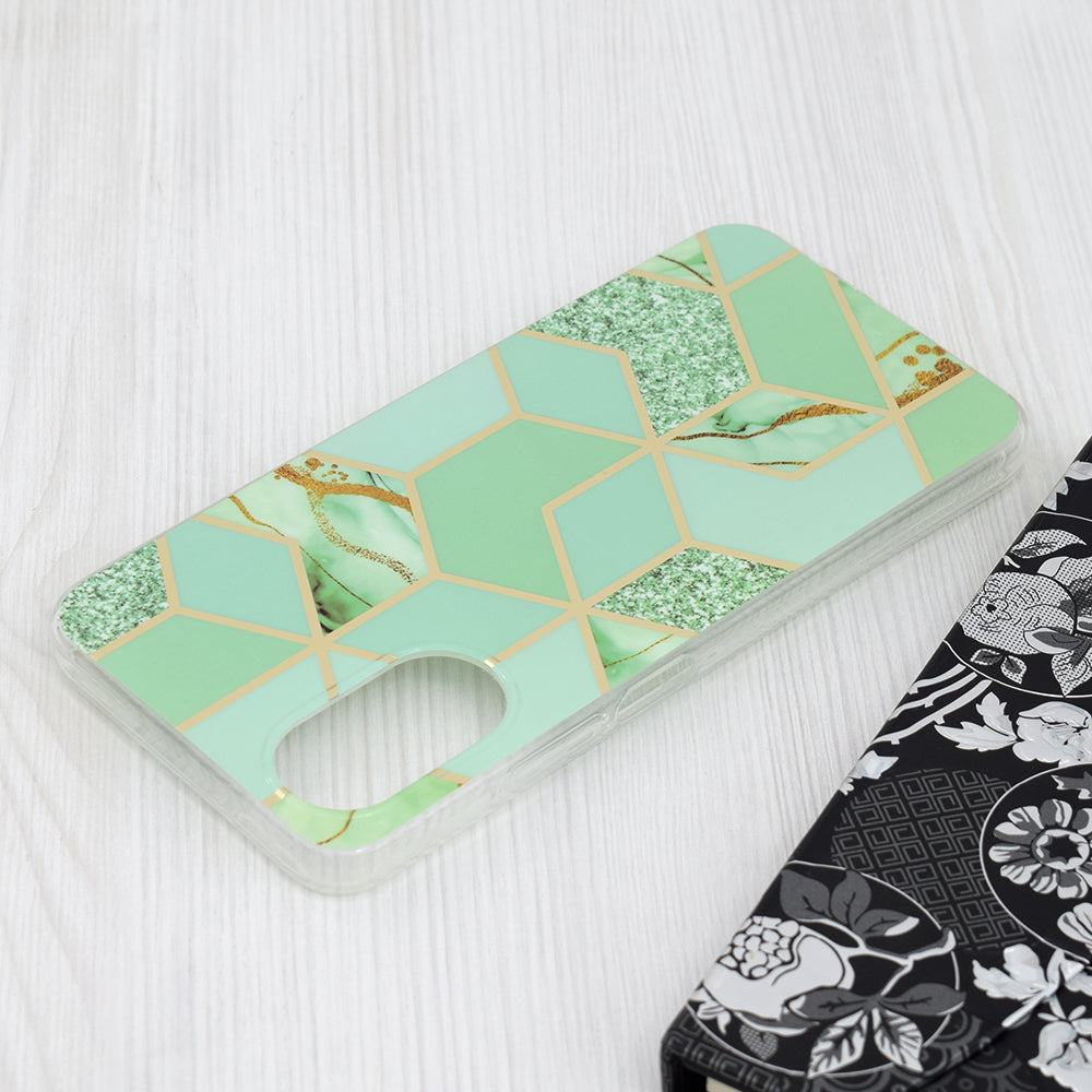 Husa de protectie Techsuit Marble Series compatibila cu Oppo A17, acoperire spate, Green Hex