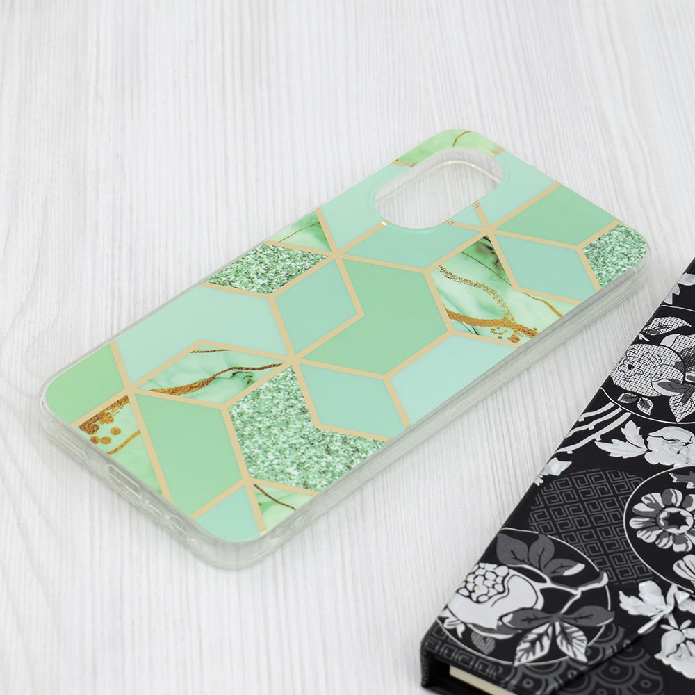 Husa de protectie Techsuit Marble Series compatibila cu Oppo A17, acoperire spate, Green Hex