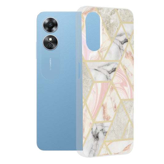 Husa de protectie Techsuit Marble Series compatibila cu Oppo A17, acoperire spate, Pink Hex