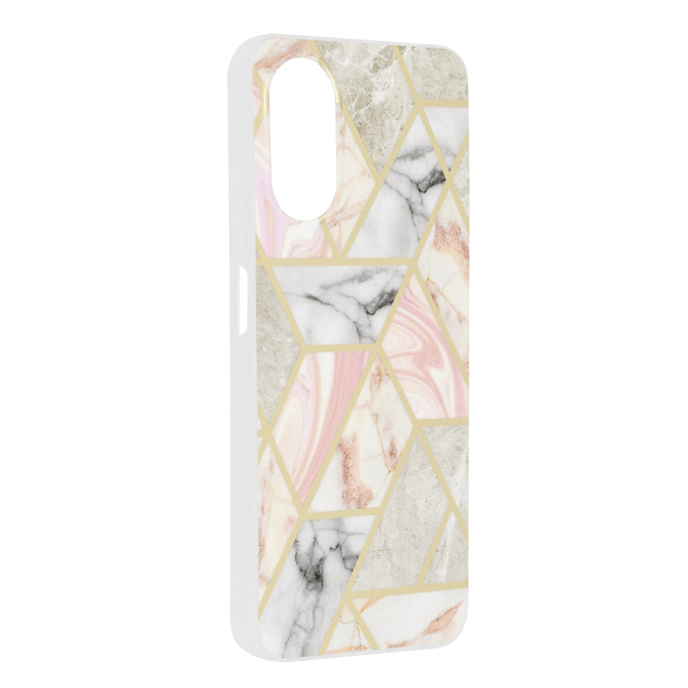 Husa de protectie Techsuit Marble Series compatibila cu Oppo A17, acoperire spate, Pink Hex