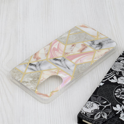 Husa de protectie Techsuit Marble Series compatibila cu Oppo A17, acoperire spate, Pink Hex