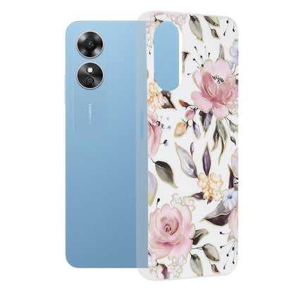 Husa de protectie Techsuit Marble Series compatibila cu Oppo A17, acoperire spate, Chloe White