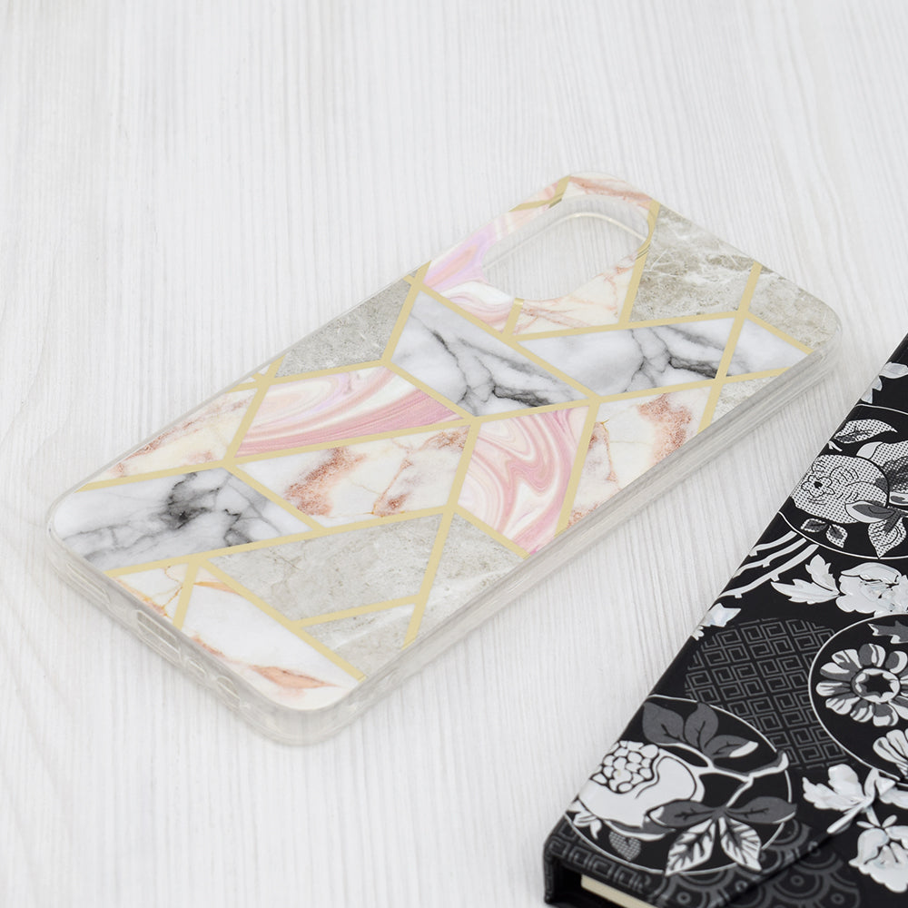 Husa de protectie Techsuit Marble Series compatibila cu Oppo A17, acoperire spate, Pink Hex