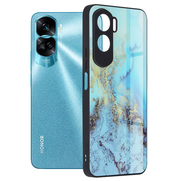 Husa de protectie Techsuit Glaze Series compatibila cu Honor 90 Lite, acoperire spate, Blue Ocean