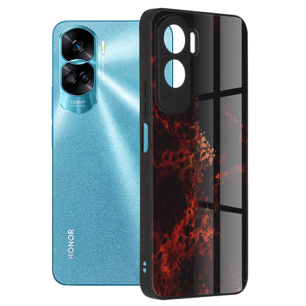 Husa de protectie Techsuit Glaze Series compatibila cu Honor 90 Lite, acoperire spate, Red Nebula