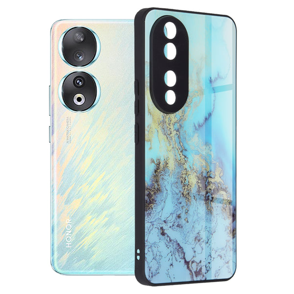 Husa de protectie Techsuit Glaze Series compatibila cu Honor 90, acoperire spate, Blue Ocean